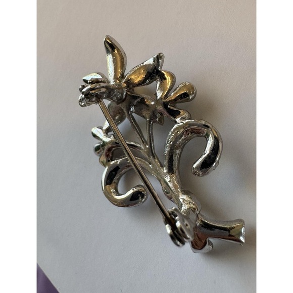 1940s Flower Marcasite Cultured‎ Pearl Brooches - Picture 5 of 8